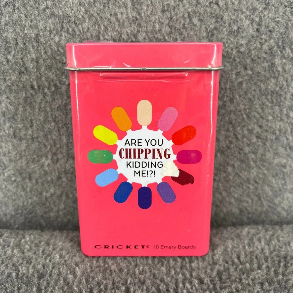 Cricket‎ 10 Emery Boards Nail Files Pink Tin Set Happy Bobby Pins